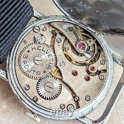 1939 HELVETIA WWII Pilot Wristwatch Cal. 51S 3 ADJTS 41mm Vintage Watch