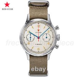 1963 Red Star Pilot SEAGULL ST1901 Chronograph Handwind Watch 38mm Non-Swan Neck