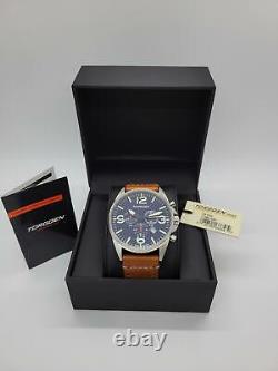 $470 MSRP Torgoen Men's T16 Blue Sapphire Pilot Chronograph Swiss Watch TN/1034