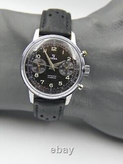 60's vintage watch Yema Chronograph Valjoux 92 black dial military pilot RARE