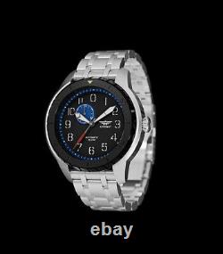 Aeromat Pilot Beluga Automatic Stainless Steel withBlack Dial & 24 HR Sub Watch