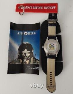 Air Blue Blue Angels Precision Pilot Watch Automatic Ss Case Leather Strap