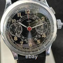 Alpha Flyback Chronograph Very Rare Military Vintage WWII Wrist Watch