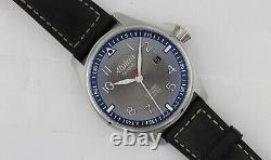 Alpina Geneve Watch AL525X4SP26 Mens Automatic Gray Blue Leather Pilot StarTimer