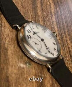 Antique Zenith Pocket Wrist Watch Mechanical Pilot Silver 800 Swiss Rare Old 20c