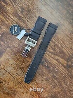 Authentic IWC 22mm Big Pilot Black Leather OEM Watch Strap & 18mm Deploy Buckle