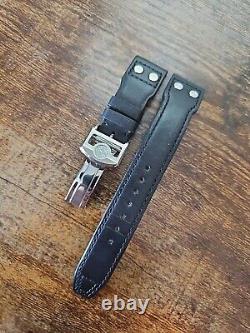 Authentic IWC 22mm Big Pilot Black Leather OEM Watch Strap & 18mm Deploy Buckle