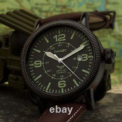 Aviator Watch Automatic B-Watch Pilot Military Analog 1 11/16in Modern Ip-Black