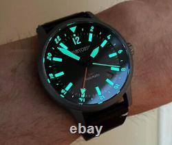 BYOP Meridian Titanium GMT (orange) Pilot Watch Seiko Automatic Sapphire C3 Lume