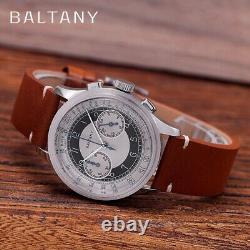 Baltany Men Chronograph Watch 39mm Panda Pilot Quartz Wristwatch Luminous VK64