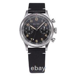 Baltany Men Chronograph Watch Pilot Quartz Wristwatch Luminous 6S21 Black Dial