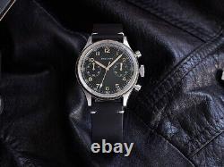 Baltany Men Chronograph Watch Pilot Quartz Wristwatch Luminous 6S21 Black Dial