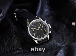 Baltany Men Chronograph Watch Pilot Quartz Wristwatch Luminous 6S21 Black Dial