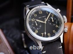 Baltany Men Chronograph Watch Pilot Quartz Wristwatch Luminous 6S21 Black Dial