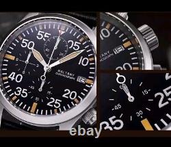 Baltany Mens Chronograph Watches Pilot Military Quartz Wristwatch Luminous VK67