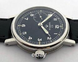 Big Swiss Mechanical Men Military Marriage Wristwatch OMEGA Steel Case Pilot WW2