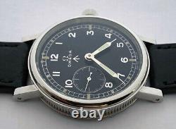 Big Swiss Mechanical Men Military Marriage Wristwatch OMEGA Steel Case Pilot WW2