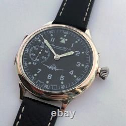 Big Swiss Mechanical Mens Military Marriage Silver Wristwatch Schaffhausen Pilot