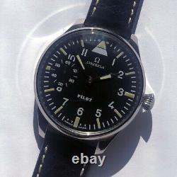 Big Swiss Mechanical Mens Military Marriage Wristwatch Steel Case Pilots WW2
