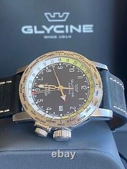 Glycine Watch Airman World Traveler Black Ref. 3939.19. LB9B