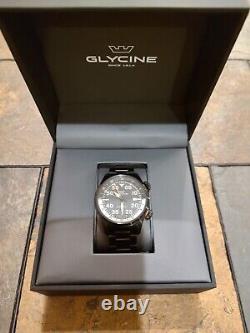 Glycine black PVD Airpilot, GMT, sapphire crystal, internal bezel