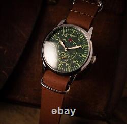 Green Aviator, Soviet military, air force USSR, vintage watch, pilot watch