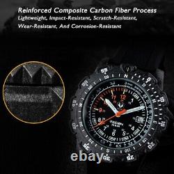 Hnlgnox Men Automatic Watch Pilot Watch Luminous Wristwatch 10Bar Carbon Fiber