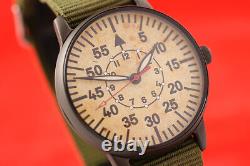 LACO Military Vintage WAR2 WW2 style Pilot's wrist watch Rocket 2609 NOS BLACK