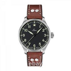 Laco Augsburg 42 Stainless Steel 42.0mm Mens Pilot Watch Brown Strap Exhibition