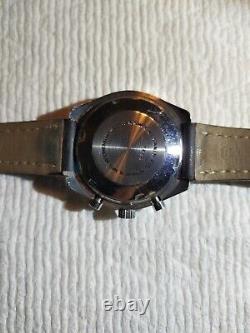 Lejour Cronograph Auto 3 Register Military Pilots Watch All Stainless Steel