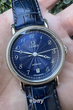Limes Pilot Watch Germany Blue Dial 38mm Stainless Steel Box And Papers Date