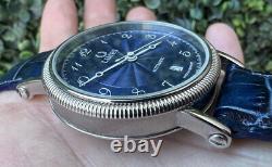 Limes Pilot Watch Germany Blue Dial 38mm Stainless Steel Box And Papers Date