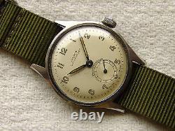 MEN'S WWII era VINTAGE MILITARY pilot OLMA Numa Jeannin steel watch c1940