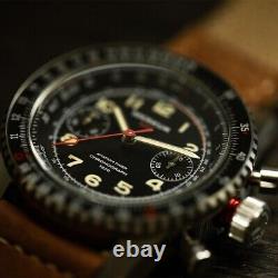 MERKUR Men Chronograph Watch Pilot Manual Wind Mechanical Wristwatch ST2901 Lumi