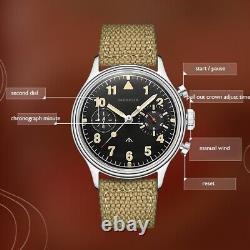 MERKUR men's chronograph pilot manually wound mechanical watch TY2901