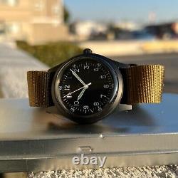 MWC LTD A-11 USAAF WWII Military Watch PVD Matte Black Fixed Lug Sterile Dial