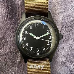MWC LTD A-11 USAAF WWII Military Watch PVD Matte Black Fixed Lug Sterile Dial