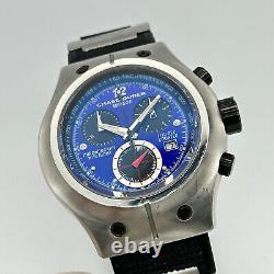 Men's CHASE-DURER Meteor Blue Dial Chronograph Pilot's Watch, All Steel, Swiss