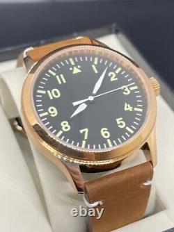 Parnis 42mm Rose Gold Black Dial Sapphire Crystal Military Automatic Pilot Watch
