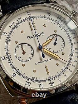 Parnis 44mm Pilot Luminous Mens Leather Watchband Military Sport Chronograph