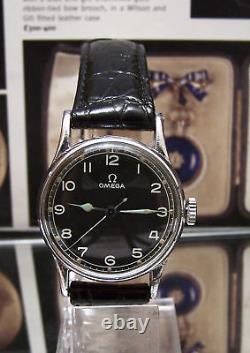 Rare Vintage 2292 1943 Black Dial Omega Raf Pilots Ww2 British Military Watch