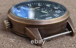 SOLID BRASS, Automatic SeaGull field watch, pilot flieger, flywheel, Chestnut