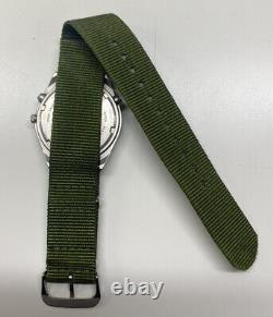 Seiko Military Pilots Watch With Green Strap Collectors Water Resistant Used