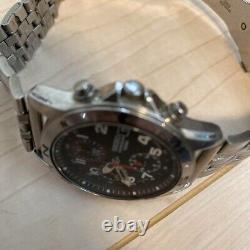 Seiko mens pilots quartz chronograph 7t92-0dx0 blac dial military watch new batt