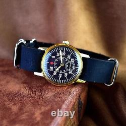 Soviet Vintage Watch Pobeda Pilot Molitary Soviet Mens Watch with Leather Band