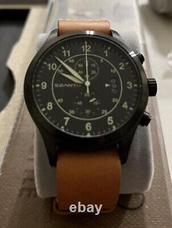 Szanto Military Pilot 1212 Vintage Inspired Chronograph -Black PVD / Tan Leather