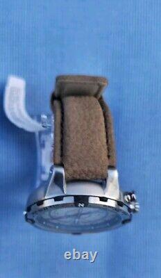 Timex T2N721 Quartz Compass Tide Temperature Silver Case Brown Strap Watch