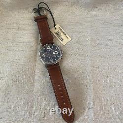 Torgoen Men's T16 Chronograph Blue Dial Swiss Pilot Watch withBrown Leather Band N