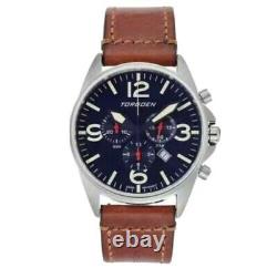 Torgoen Men's T16 Chronograph Blue Dial Swiss Pilot Watch with Brown Leather Band
