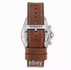Torgoen Men's T16 Chronograph Blue Dial Swiss Pilot Watch with Brown Leather Band